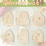 Yulejo 48 Pcs Fairy Door Wooden Garden Doors Craft Mini Window Fairy House DIY Kit Unfinished Miniature Door Unpainted Fairy Window Accessories for Yulejo