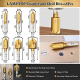 LAMPTOP 26-Pack Woodworking Chamfer Drilling Tools Including Countersink Drill Bits, 3-Pointed Countersink Drill Bit with L-Wrench, Wood Plug Cutter, LAMPTOP