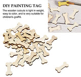 AKOAK 50 Pcs Unfinished Dog Bone Shaped Mini Wood Chips Can be Used for Paint or Decoration for Woodcraft and DIY Projects, Small Craft Ornaments AKOAK