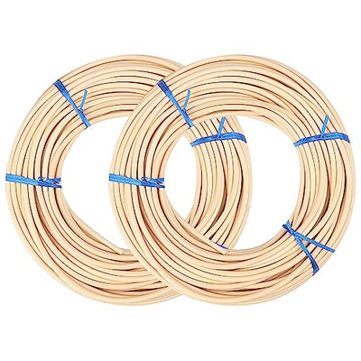 2 rolls # 8 Spline, 66 Ft Each roll Reed Spline, Diameter 0.2 In（5mm）Natural Cane Webbing Roll, and Round Reed Coil for DIY Furniture Making and