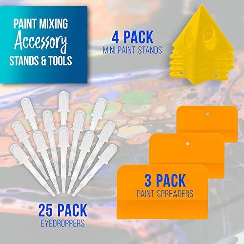 U.S. Art Supply - 1 Quart Floetrol Additive Pouring Supply Paint Medium Basic Kit for Mixing, Stain, Epoxy, Resin - Plastic Cups, Mini Painting U.S. Art Supply