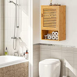 VIAGDO Bamboo Wall-Mounted Bathroom Cabinet with Adjustable Inner Shelf and Single Door VIAGDO