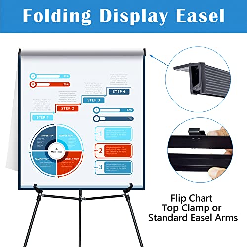 Falling in Art Aluminum Flip Chart Display Easel Stand with Adjustable Floor for Boardroom, Whiteboard, Paper Pads, Signage, 63 1/2'' High, Black,2 Falling in Art