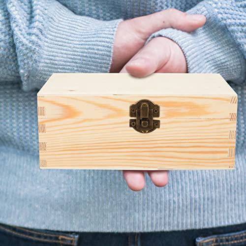 Zerodeko 2pcs Kids Jewelry Organizer Portable Jewelry Organiz Unfinished Wood Crafts Wood Storage Trunk Country Jewelry DIY Wooden Storage Cases Zerodeko