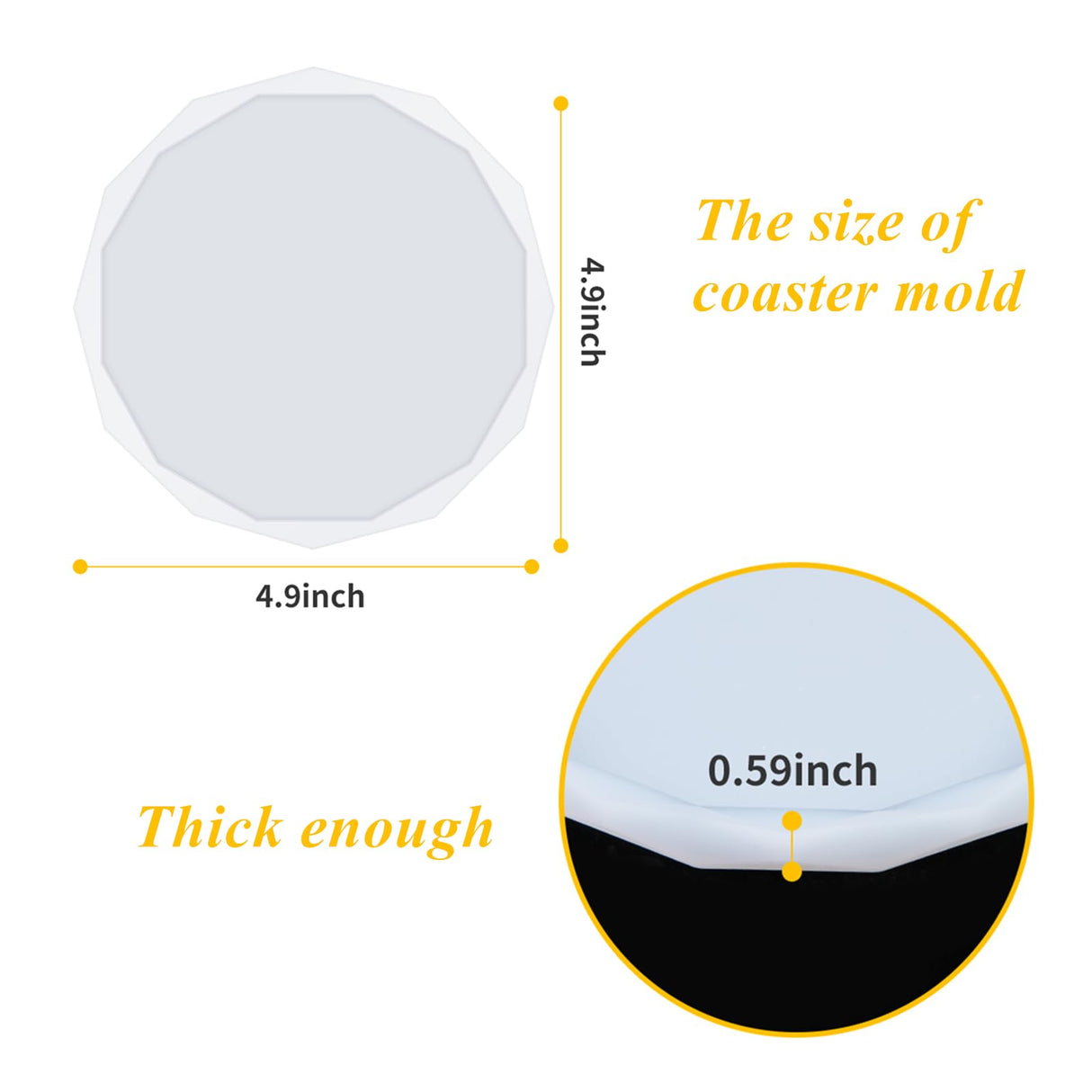 AOEDEO 4pcs Resin Coaster Molds for Epoxy Resin,4 pcs Diamond Edge Round Coaster Resin Molds for Resin Casting Epoxy Resin Molds for DIY Resin,Cups AOEDEO