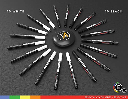 TOOLI-ART Black And White Acrylic Paint Markers Paint Pens Set For Rock Painting, Canvas, Mugs, Metal, Glass Paint, Fabric, Wood, DIY. Non Toxic, - WoodArtSupply