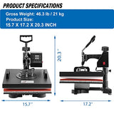 TOPDEEP 5 in 1 Heat Press Machine, Heat Press 15x15 inch, T Shirt Pressing Machine Slide Out Design, Multifunction Heat Press Transfer Machine Topdeep