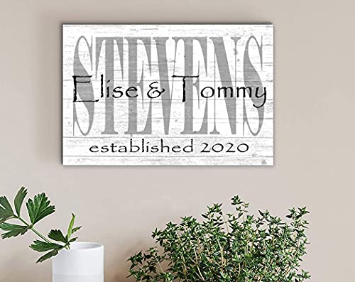 Family Name Sign with Established Date PERSONALIZED Wedding Gift For Couple EST. Date - SOLID WOOD - 16.5" X10.5" (Names & Est. Date) - WoodArtSupply