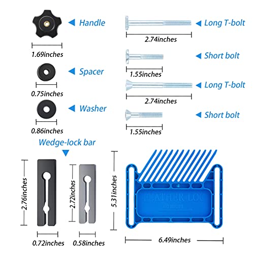 SUNLFPROD 2023 Upgrade Featherboard Safety Device Stackable Feather board for Most Standard 3/4", 5/8" & 3/8" Miter Slots, Miter Track, T-Slots, SUNLFPROD