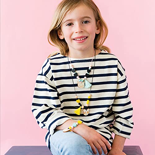 Petit Collage Animal Glam Wood Jewelry Set Craft Kit– Activity Set to Make Charm Bracelets and Necklaces for Women – Creative Toys for Ages 6+ – Petit Collage