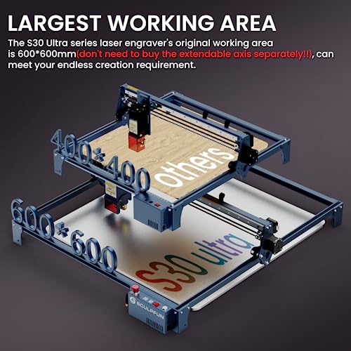 SCULPFUN S30 Ultra Laser Engraver with Air Assist, 22W Output Laser Cutter, Higher Accuracy Laser Engraving Machine, 600 * 600mm Working Area Laser - WoodArtSupply