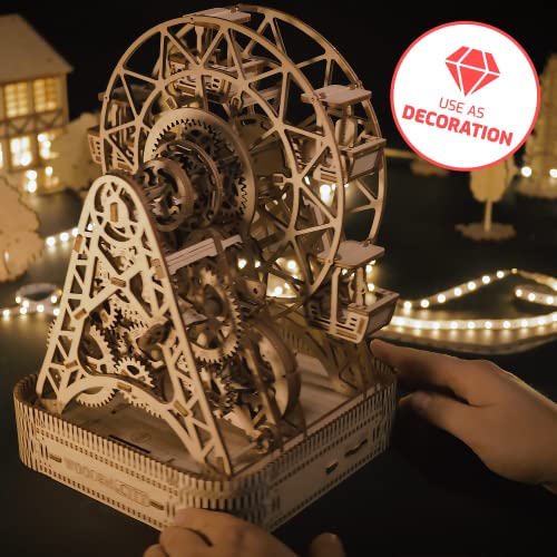 WOODEN.CITY Wood Ferris Wheel Building Kit 3D Puzzles - Discover Ferris Wheel Decor 3D Wooden Puzzles for Adults - Ferris Wheel Desk Wooden Models WOODEN.CITY