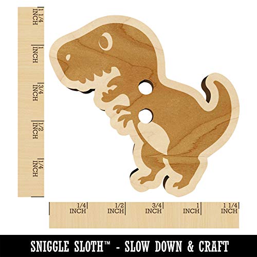 Cute Tyrannosaurus Rex Dinosaur Wood Buttons for Sewing Knitting Crochet DIY Craft - Large 1.25 Inch (5pcs) Sniggle Sloth