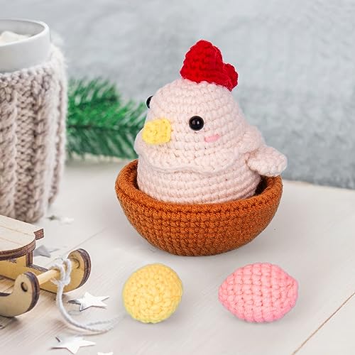 Crochetta Crochet Kit for Beginners, Crochet Starter Kit with Step-by-Step Video Tutorials, Crochet DIY Knitting Supplies for Adults Kids, Cute Hen Crochetta