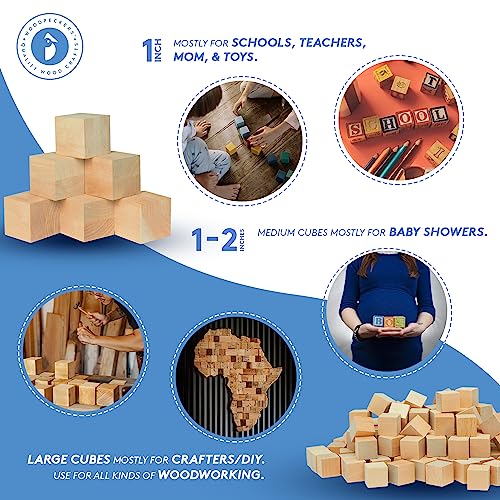 4" Large Wood Cubes, Pack of 1 Square Wood Block for DIY, Wooden Blocks for Crafts and Decor, by Woodpeckers Woodpeckers