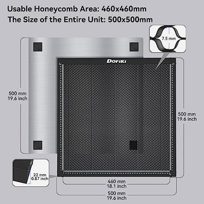 Dofiki Honeycomb Laser Bed 500mm x 500mm Steel Honeycomb Working Table for Most Laser Engraver, Magnetic Honeycomb Cutting Tray with Metal Base, - WoodArtSupply