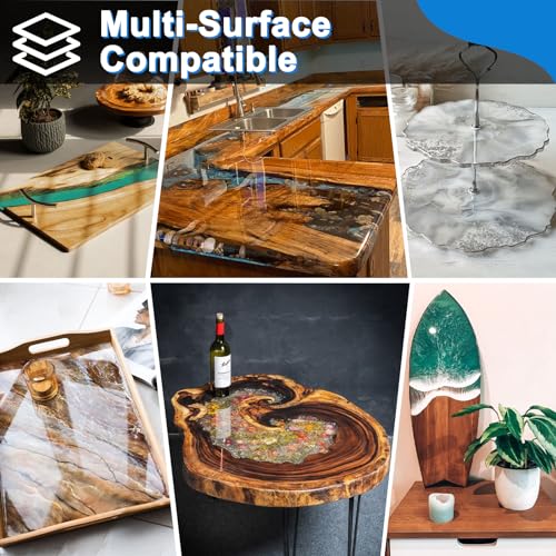 Shabebe Table Top Epoxy Resin 1 Gallon, Super Gloss & Crystal Clear Epoxy Resin Kit with UV Resistant & Self Leveling, Non Toxic Food Safe for River Shabebe