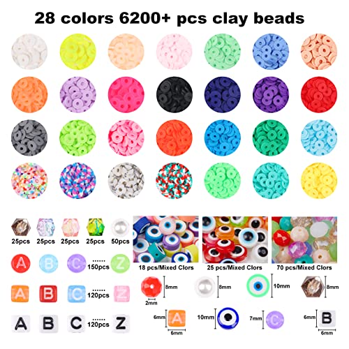 UHIBROS 6000 Pcs Clay Beads Bracelet Making Kit, Girls Friendship Bracelet  Polymer Heishi Beads with Jewelry Charms Crafts Gifts for Teen