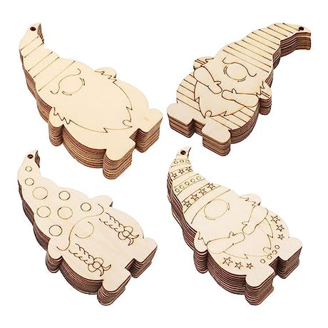 Wood Planks 40pcs Wooden Blank Elf Gnome Slice Unfinished Gnome Slices Hanging Elf Gnome Cutouts for Christmas Home Wall Decoration Gnome Wooden MAGICLULU