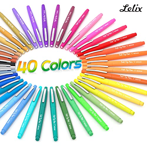 Lelix Felt Tip Pens, 15 Black Pens, 0.7mm Medium Point Felt Pens, Felt Tip  Markers Pens for Journaling, Writing, Note Taking, Planner, Perfect for Art