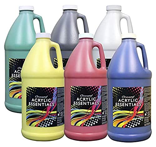 Chroma Acrylic Essential Set, 1/2 Gallon Jugs, Assorted Primary Colors, Set of 6 - 59001 Chroma