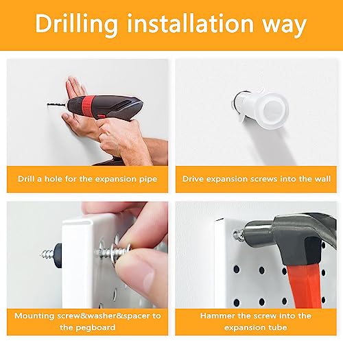 BELLO YON 4Pcs Pegboard, Peg Board, Pegboard Wall Organizer Panels Accessories, Mount Display Pegboard Kits, Metal Pegboard for Walls Garage Craft BELLO YON