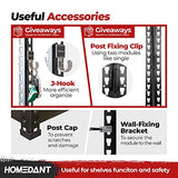 HOMEDANT Z-beam 5 Tier Laminated Heavy Duty Garage Storage Adjustable Wide Size Metal Shelving Unit Utility Rack Shelves Organization Multipurpose HOMEDANT