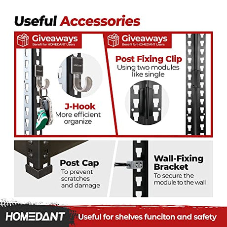 HOMEDANT Z-beam 5 Tier Laminated Heavy Duty Garage Storage Adjustable Wide Size Metal Shelving Unit Utility Rack Shelves Organization Multipurpose HOMEDANT