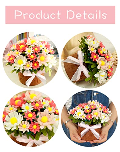 BAZIMA DIY Felt Flower Art Craft Kit, DIY Felt Daisy Pot Bonsai Kit, 33 Daisies ,Floral Gifts,Beginner Craft Kit,Arrange Pre-Cut Felt Flowers and BAZIMA ALICE