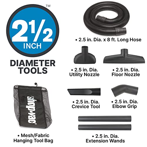 Shop Vac 8252605 Wet Dry Utility Vacuum with SVX2 Motor Technology, 16 Gallon, 2.5 Inch Diameter x 8 Foot Hose, 150 CFM, (1 Pack) Shop-Vac