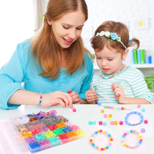 DULEFUN Glow Beads Bracelet Making Kit, Glow in The Dark Pony Beads Letter Beads Heart Beads for Bracelets Jewelry Making Luminous Plastic Glow Beads DULEFUN