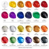 ARTEZA Acrylic Paint Set, 35-Piece Art Set, Includes 24 Acrylic Paints, 5 Brushes, 1 Paint Palette, 1 Paint Knife, 3 Painting Pads, and Storage Case, ARTEZA