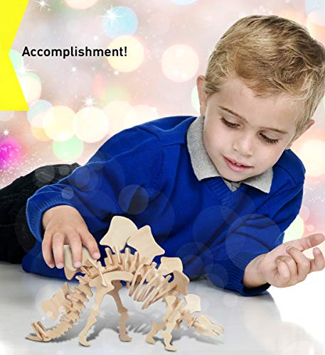 Puzzled Toys & Games Stegosaurus Wooden Puzzle, Easy to Play Pre-Cut 3D Woodcraft Puzzles Brain Teaser Educational Game Learning Journey Toy Activity Puzzled