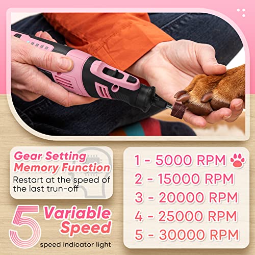 SHALL 8V Cordless Rotary Tool Kit, Pink Lightweight 2.5 Ah Battery Rechargeable Rotary Tool w/ 121 Accessories, 5-Speed Power Rotary Tool for SHALL