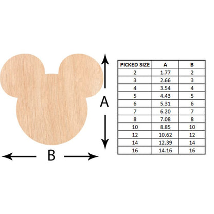 Unfinished Baltic Birch Wood for Crafts - Mickey Mouse Ears Laser Cut Out Wood Shape Craft Supply - Various Size from 2 - 20 Inch, 1/8 Inch