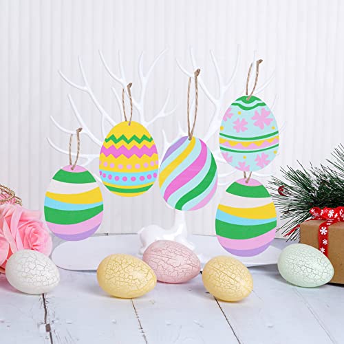 Yookat 50 Pieces Easter Egg Wooden Cutout Unfinished Wood Easter Egg Ornaments Egg Wood DIY Crafts Cutouts Easter Egg Unfinished Wood Slices for Yookat