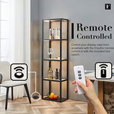 FENLO Fantasy Plus 66" Luxury Glass Display Shelf with Dimmable LED Floor Lamps, Sturdy Curio Cabinet with Bookcase Display Shelves for Bedroom, Open FENLO