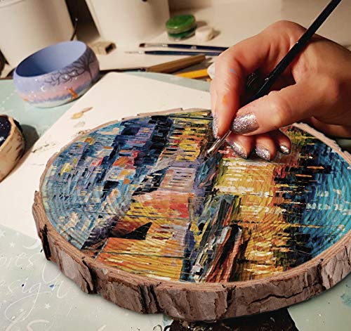 Lemonfilter Natural Wood Slices 16 Pcs 4.3-4.7 Inches Craft Wood Kit Wooden Circles Unfinished Log Wooden Rounds for Arts Crafts Wedding Christmas Lemonfilter