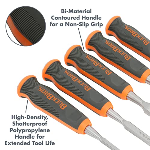 Buck Knives 1/4, 1/2, 3/4, 1, 1-1/4 COMFORT GRIP CHISEL SET Buck Knives