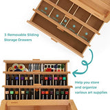VISWIN Large Adjustable 3 Drawer Storage Box Easel, Premium Beechwood Tabletop Sketchbox, Portable Wood Artist Desktop Easel with Book Stand, Table VISWIN