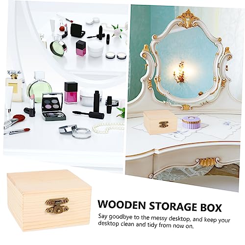 ARTIBETTER 4pcs Packaging storage wooden box wood ring unfinished wooden jewelry rustic wooden case desk top decor jewelery organizer wood decor ARTIBETTER