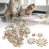 250Pcs Flower Shape Unfinished Wooden Flower Slices Wooden Flowers Wood Cutout with Mixed Sizes for Christmas Wedding Party DIY Crafts Decor Pssopp