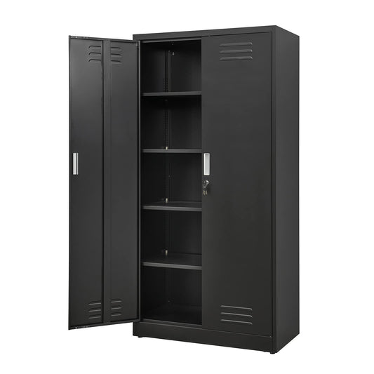 TaskStorz 72 Inch Metal Storage Cabinet with Locking Doors and Adjustable Shelves, Steel SnapIt Cabinet, Metal Garage Cabinet, Lockable Tool Cabinets - WoodArtSupply