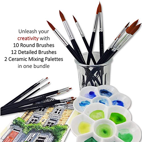 SCHPIRERR FARBEN - 10-Piece Round Paint Brush Set, Large and Small Paint  Brushes for Acrylic Painting, Gouache, Watercolor, Oil and Tempera, Soft