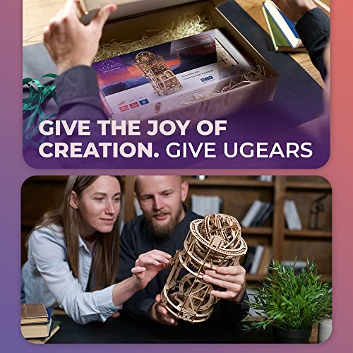 UGEARS Tourbillon Table Clock Kit - Sky Watcher 3D Wooden Puzzles Mechanical Clock Kit Idea DeskWood Clock Kits to Build - 3D Puzzles Model Kits for UGEARS