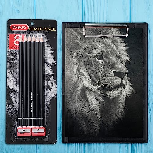 PANDAFLY Eraser Pencil Set - 6pc Eraser Pencils and 2pc Sharpener, Erasing Small Details or add Highlights for Sketching, Charcoal Drawings. Art PANDAFLY