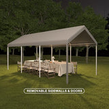 CAPEWORTH Carport,12x20 Heavy Duty Carports,Canopy,Garage,Metal Shed,with 4 Roll-up Ventilated Windows,Outdoor,Storage,Car,Boat,12x20 Gray CAPEWORTH