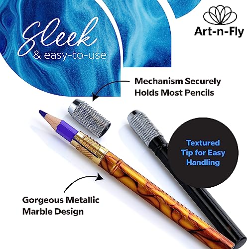 Art-n-Fly Pencil Extenders Set of 5 Pencil Lengthener for Color Pencils Art-n-Fly
