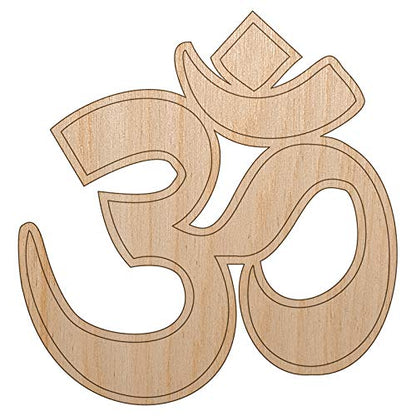 Om Aum Hinduism Buddhism Jainism Yoga Symbol Unfinished Wood Shape Piece Cutout for DIY Craft Projects - 1/8 Inch Thick - 6.25 Inch Size - WoodArtSupply