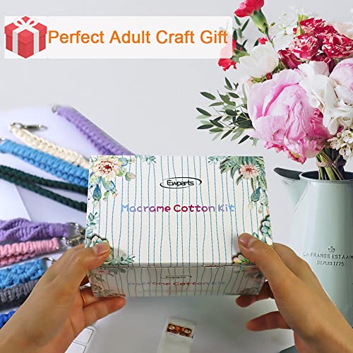 Adult DIY Craft Keychain Making Kit Boho Macrame Keychain Kit Includes Key Rings Precut Macrame Cord Instructions to Make Cute Keychains and Lanyards Ewparts